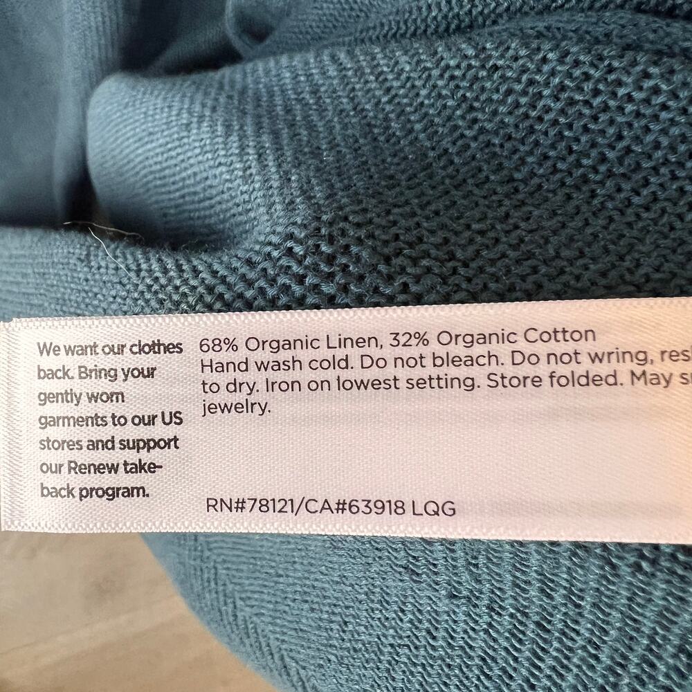 Eileen Fisher Cardigan Womens Size Small Dark Teal Open Organic Linen & Cotton - Picture 11 of 14